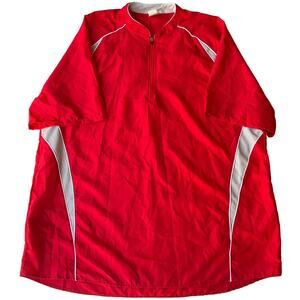 A4 Men’s Short Sleeve Half Zipper Shirt size L, Red